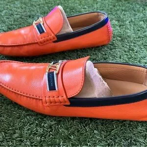 Louis Vuitton Orange Leather Loafers with Gold Hardware Louis Vuitton | Shoes | Louis Vuitton Orange Leather Loafers  main image 2